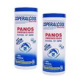 Kit 2 Panos Lenços Umedecidos Coperalcool 70 INPM 35 Unidades Álcool Superfícies Limpeza Rápida Bancada Mesa Maçaneta Vidro Celular Volante Bolsa Escritório Perfuma -Clássico-