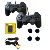 Kit 2 Para Ps2 Controles + Memorycard 16m + Cabo Rca + Grips