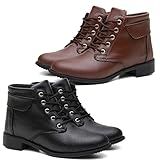 Kit 2 Pares De Bota Feminina Casual Coturno Salto Baixo E Cano Curto Preto 37