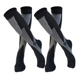 Kit 2 Pares Meia Alta Compressão Futebol Corrida Ciclismo