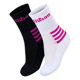 Kit 2 Pares Meia Feminina Cano Alto Algodão Esporte Wilson
