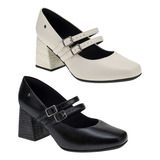 Kit 2 Pares Sapato Scarpin Boneca Salto Bloco Medio 2861