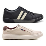 Kit 2 Pares Tenis Casual Masculino Confotavel Preto E Gelo