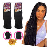 Kit 2 Pct Cabelo Jumbo Tranças Dread Kanekalon Cores Aneis