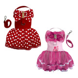 Kit 2 Peças Coleira Peitoral Barbie Bolinha 1 Laço