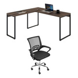 Kit 2 Peças Com Mesa Para Escritorio Em L Industrial 150cm