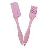 Kit 2 Peças Espátula E Pincel De Silicone Resistente Altas Temperaturas Para Uso Culinário Roxo Rosa Verde Azul E Vermelho Cozinha Profissional LINHA PREMIUM SYANG ROSA 