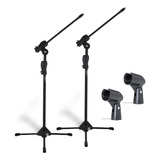 Kit 2 Pedestal De Microfone Com Cachimbo Profissional Ibox