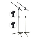 Kit 2 Pedestal P Microfone Ask Trava Cachimbo