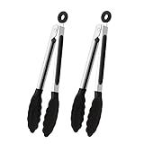 KIT 2 Pegadores De Cozinha Aço INOX E Silicone Air Fryer Churrasco Culinária Profissional Multiuso