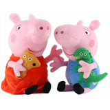 Kit 2 Pelucia Boneco Peppa E Jorge Pig Brinquedo