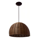Kit 2 Pendentes Luminaria De Junco Meia Esfera 24x35 Tabaco