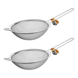 Kit 2 Peneira Aço Inox 19cm Média O Farinha Leite Suco