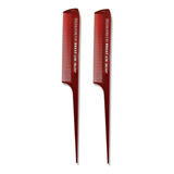 Kit 2 Pentes Krest 5by Para Mechas Cabo Fino Profissional Cor Vermelho