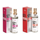 Kit 2 Perfumes Feminino Masculino Amakha Paris 15ml 521 Young For Her E Him Jovem Homem Mulher