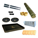 Kit 2 Pessoas Hashi Shoyu Prato C 3 Formas Sushi Esteira