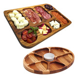 Kit 2 Petisqueira De Frios Queijo Churrasco Em Madeira Teca