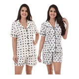 Kit 2 Pijama Americano Verão Aberto Baby Doll Luxo Pós Parto
