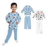 Kit 2 Pijama Comprido Infantil Menino Roupa Bebe Algodão