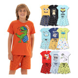 Kit 2 Pijama Infantil Menino Manga Curta Verão Bebe T 1 A 10