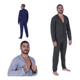 Kit 2 Pijama Longo Botao Masculino