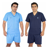 Kit 2 Pijama Masculino Camisa Gola V Short Curto Calor Verão