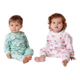 Kit 2 Pijamas Bebê Manga Longa Inverno 100 Algodão