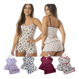 Kit 2 Pijamas Feminino Baby Doll Short Dormir Atacado 