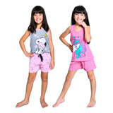 Kit 2 Pijamas Infantil Menina Babydoll