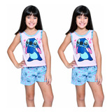Kit 2 Pijamas Infantis Curto Verao Short Malha Confortável