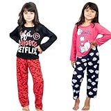 Kit 2 Pijamas Longos Infantil Meninas Inverno Estampado  6  Variadas 
