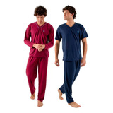 Kit 2 Pijamas Masculino Longo Camisa