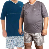 Kit 2 Pijamas Masculino Plus Size 100% Algodão 48 Ao 62