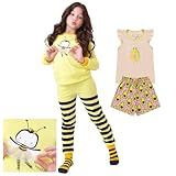 Kit 2 Pijamas Menina 100 Algodão Com Detalhes Interativos 1 Inverno 1 Verão Abelha Amarelo Abacate Bege 10