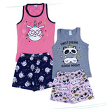 Kit 2 Pijamas Menina Juvenil Feminino Calor Verão Barato