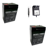 Kit 2 Pilhas 6v 4ah Ep6 4 Carregador 6v 800mah Garras