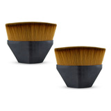 Kit 2 Pinceis Mágicos Faciais Oval Aplicação De Base Preto
