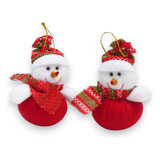 Kit 2 Pingentes Árvore De Natal Papai Noel Boneco De Neve