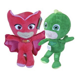 Kit 2 Pj Mask Pelúcia Lagartixo Corujita Original Boneco