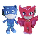 Kit 2 Pj Mask Pelúcia Menino Gato Corujita Original Boneco