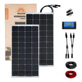 Kit 2 Placa Solar 150w Controlador 30a Lcd Fio