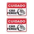 Kit 2 Placas De Advertência Portão Ps33 - Cuidado Cão Feroz