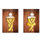 Kit 2 Placas Quadros Porta Banheiro Bar Cerveja 30 X 40