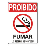 Kit 2 Placas Sinalização Proibido Fumar Lei Federal 15x20cm