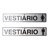 Kit 2 Placas Sinalizadora Alumínio Adesivo Vestiário F E M Cor Feminino E Masculino
