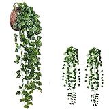 Kit 2 Planta Artificial Pendente Folhagem Peperomia Decoração Para Vaso Toque Realista