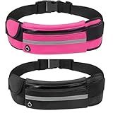 Kit 2 Pochetes Corrida Impermeável Fitness Esportiva Academia Bike Bolsa De Cintura Para Celular 0057 Preto Pink 