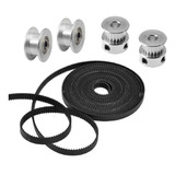 Kit 2 Polias Gt2 Furo 5mm 4 Mts Correia 6mm 4 Polias Lisa