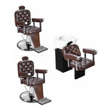 Kit 2 Poltrona Cadeira Barbeiro 1 Lavatório Dubai Barber