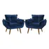 Kit 2 Poltrona Decorativa Opala Para Sala Recepção Luxo Cor Azul marinho